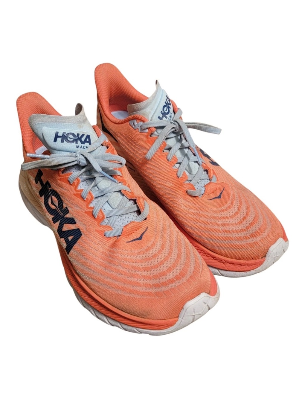 Hoka Mach Running Shoes - Coral and Light Gray with Navy Logo Women’s Size 10